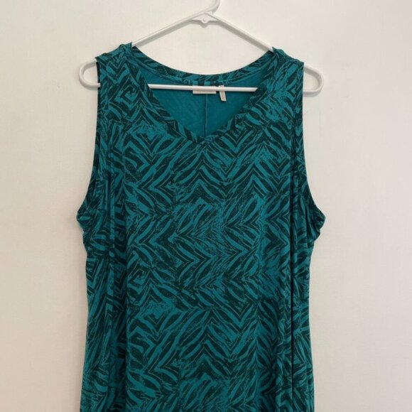 LOGO BY LORI GOLDSTEIN Printed Tank Teal Green Blue Geometric Asymmetrical Tunic - Picture 3 of 16